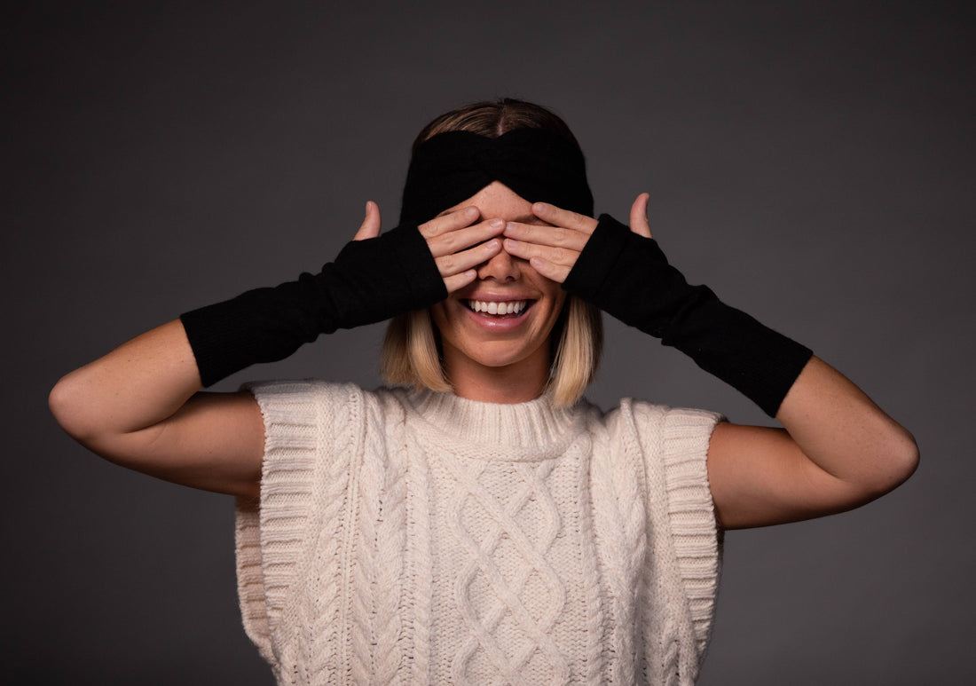 B.B. Sheep upcycled cashmere wrist warmers & fingerless gloves. Soft, warm, breathable, and sustainable—cozy comfort with second-chance style.