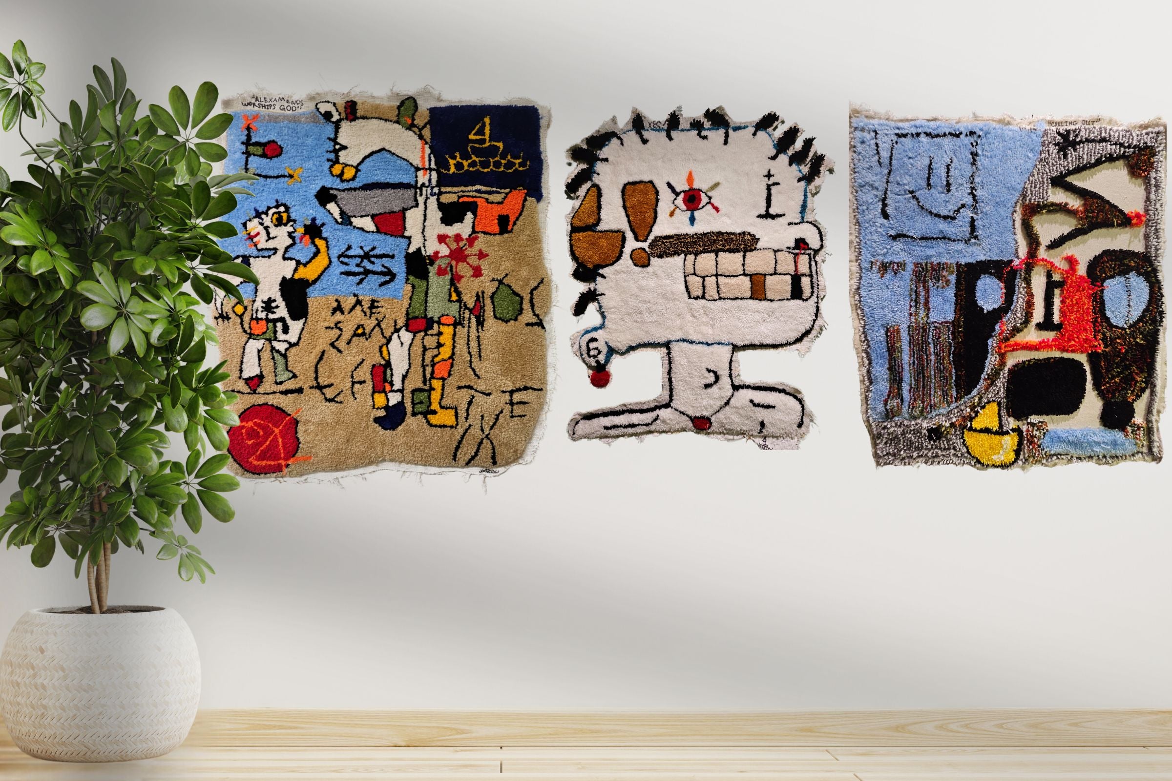 Calling Out, 3'x3' Mixed Media Tufted Art – Jungle Relics