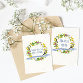 Bird & butterfly wildflower seed packets with A1 envelopes. Pollinator-friendly mix attracts bees, birds, and butterflies — a perfect giftable garden favor.