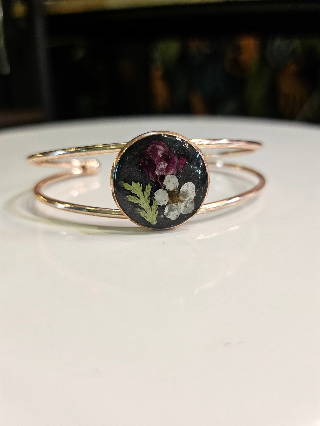 Create a resin flower cuff bracelet at Jungle Relics. Preserve real pressed flowers in resin and craft a beautiful botanical keepsake while enjoying tea.