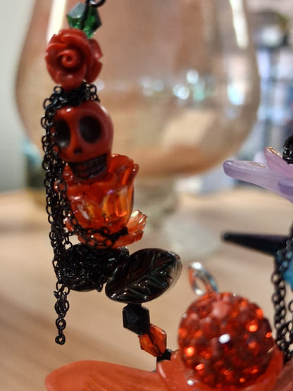 Beaded Day of the Dead Flowers- Each flower is individually handcrafted using an intricate combination of glass beads, wirework, skull accent.