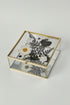 Floral mirrored keepsake and jewelry box with real pressed flowers. A 5" botanical glass box by artist Angel Singh, blending elegant storage with preserved floral art.