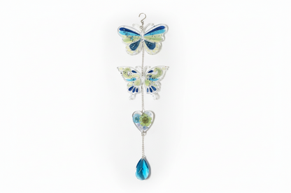 Butterfly Pressed Flower Crystal Suncatcher | Handmade Botanical Art