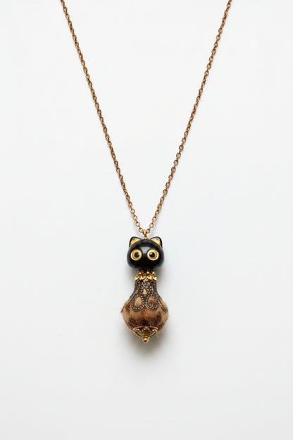 Handmade Cat Bead Necklaces by KStonely. Each one-of-a-kind artisan necklace features whimsical cat beads, unique accents, and vintage-inspired charm.