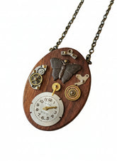Wildcrafted Wood Art Pendants handcrafted by artist KStonely with natural wood, beads, gears, and mixed-media elements. Unique, one-of-a-kind wearable art necklaces.