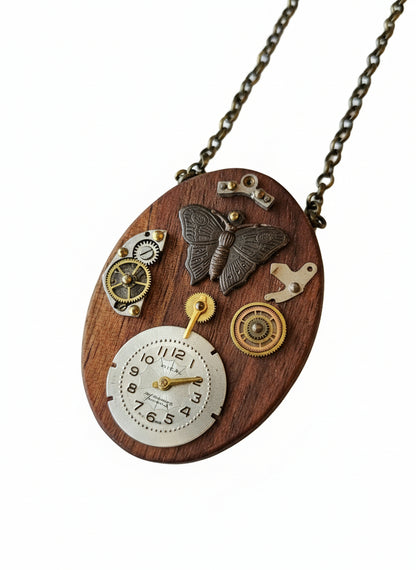 Wildcrafted Wood Art Pendants handcrafted by artist KStonely with natural wood, beads, gears, and mixed-media elements. Unique, one-of-a-kind wearable art necklaces.