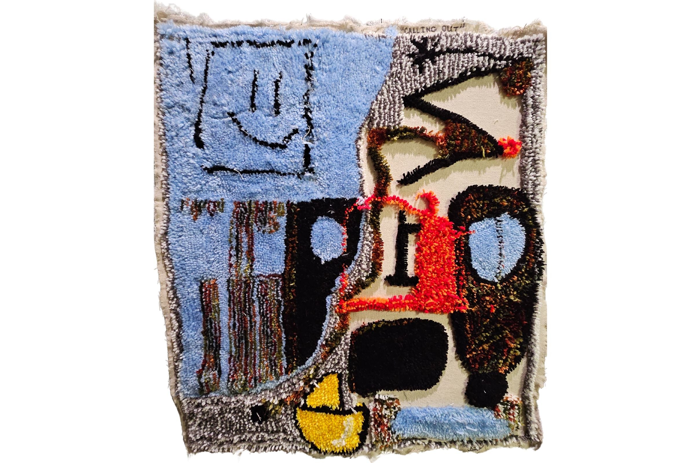 Calling Out, 3'x3' Mixed Media Tufted Art – Jungle Relics