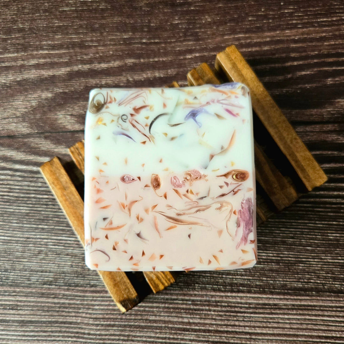 Cashmere Cedar Soap—shea butter, rose clay, sugar, vanilla orchid &amp;amp; cedarwood. Warm, comforting, and moisturizing with 20% more glycerin.