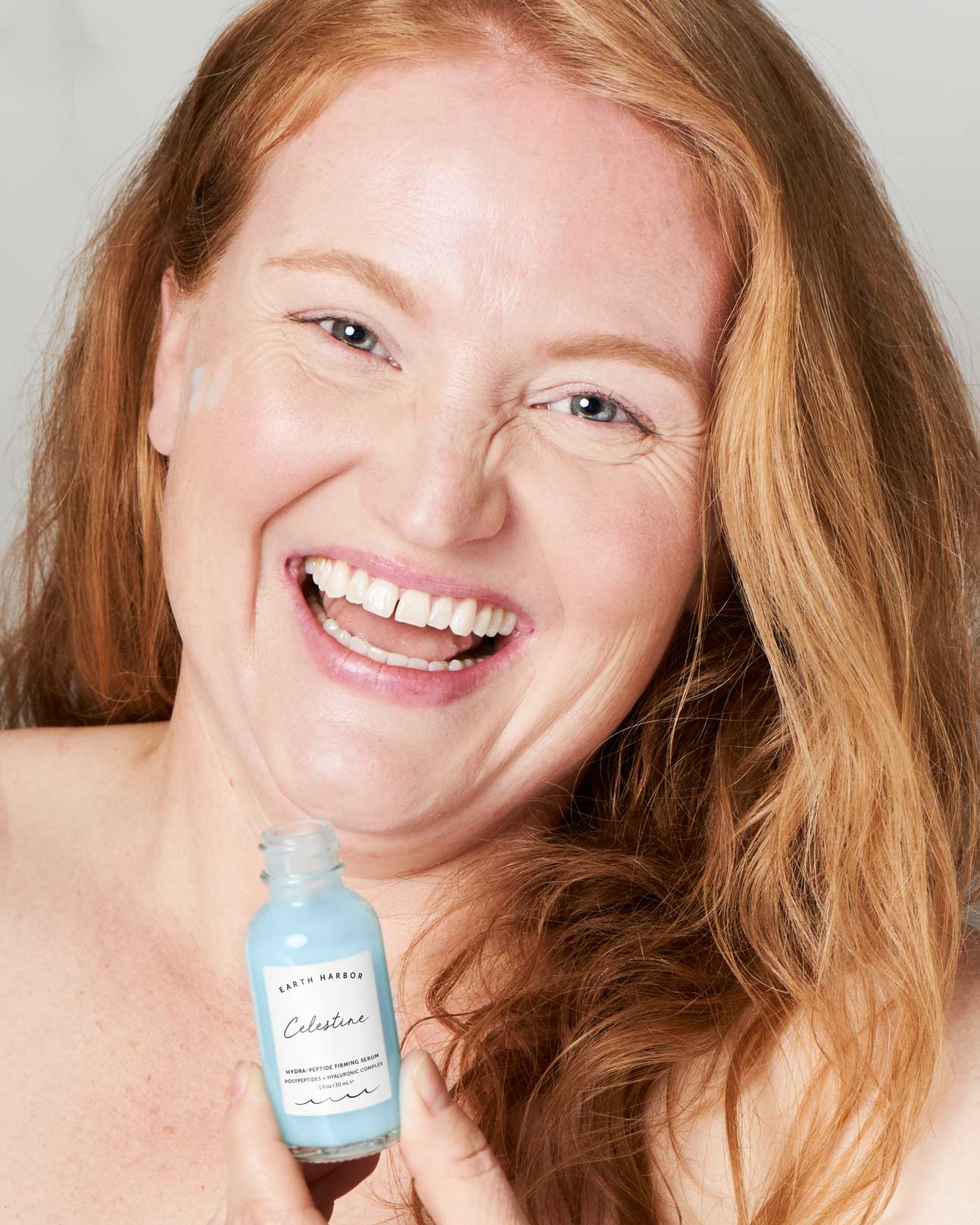 CELESTINE is a firming hyaluronic serum with bio-peptides, seaweed collagen, &amp; niacinamide to hydrate, smooth, and lift for dewy, radiant skin.