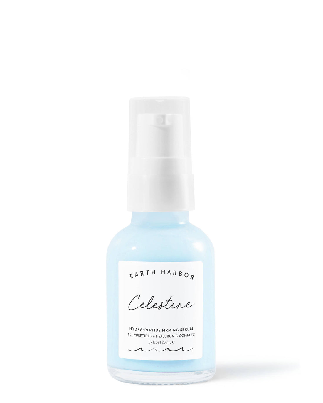 CELESTINE is a firming hyaluronic serum with bio-peptides, seaweed collagen, & niacinamide to hydrate, smooth, and lift for dewy, radiant skin.
