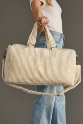 Travel in style with the Panache Cream Corduroy Duffel. Made from 100% cotton with a zip closure and interior pockets, it’s perfect for weekends and gym trips.
