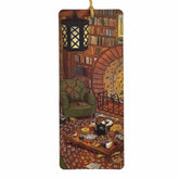 Hand-illustrated "Cozy Hobbit Nook" bookmark on premium textured paper. A perfect literary escape for fantasy lovers and cozy reading moments