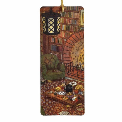 Hand-illustrated &quot;Cozy Hobbit Nook&quot; bookmark on premium textured paper. A perfect literary escape for fantasy lovers and cozy reading moments