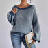 Cozy colorblocked striped one-shoulder knit sweater with relaxed fit and soft fabric. Wear off-shoulder or boat neck. Perfect for fall layering with denim or skirts.