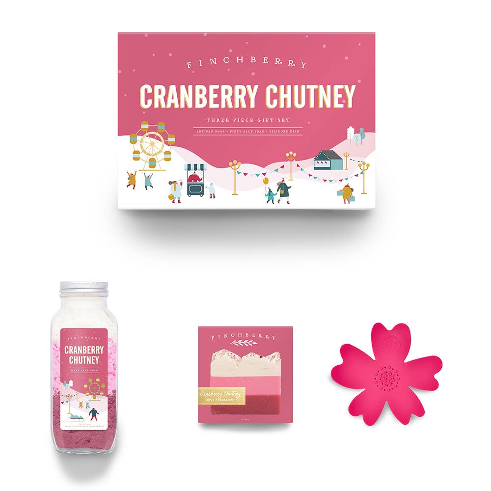 Cranberry body scrub, holiday bath gift set, festive bath products, seasonal skincare set, cranberry scented products