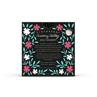 Cranberry Chutney Soap—cranberry, apple, and blackberry with a cozy, homey warmth. Silky lather, festive design, and nourishing organic oils.