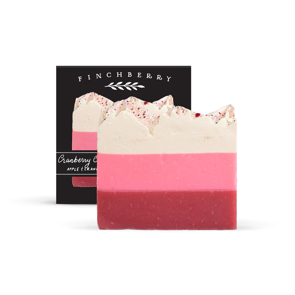 Cranberry Chutney Soap—cranberry, apple, and blackberry with a cozy, homey warmth. Silky lather, festive design, and nourishing organic oils.