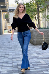 Cross Wrap Pullover Sweater with front & back wrap detail. Luxe viscose blend, soft, breathable and stylish—perfect for layering through the seasons.