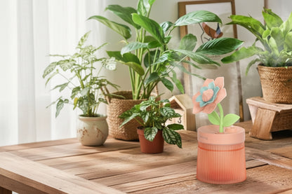 Cute gardenia plant humidifier with cool mist and 7-color night light. Quiet 260ml USB desktop humidifier for houseplants and rooms