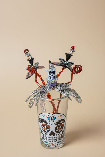 Beaded Day of the Dead Flowers- Each flower is individually handcrafted using an intricate combination of glass beads, wirework, skull accent.