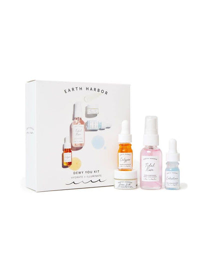 Luminous mini skincare set by Earth Harbor Naturals for deep hydration and repair. Perfect discovery kit for mixable, glow-boosting rituals for all skin types.