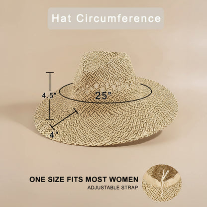 Open weave wide brim straw hat featuring breathable lattice texture and lightweight paper straw design. Perfect for beach days, festivals, vacations, and summer styling.