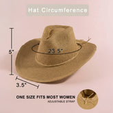 Braided cord band cowboy hat featuring woven paper straw texture and soft curved brim. Lightweight boho western style perfect for beach days, festivals, and summer outfits.
