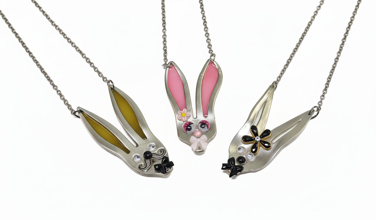 Fancy Bunny Pendant Necklace from Vintage Silverware and Resin – Jungle ...
