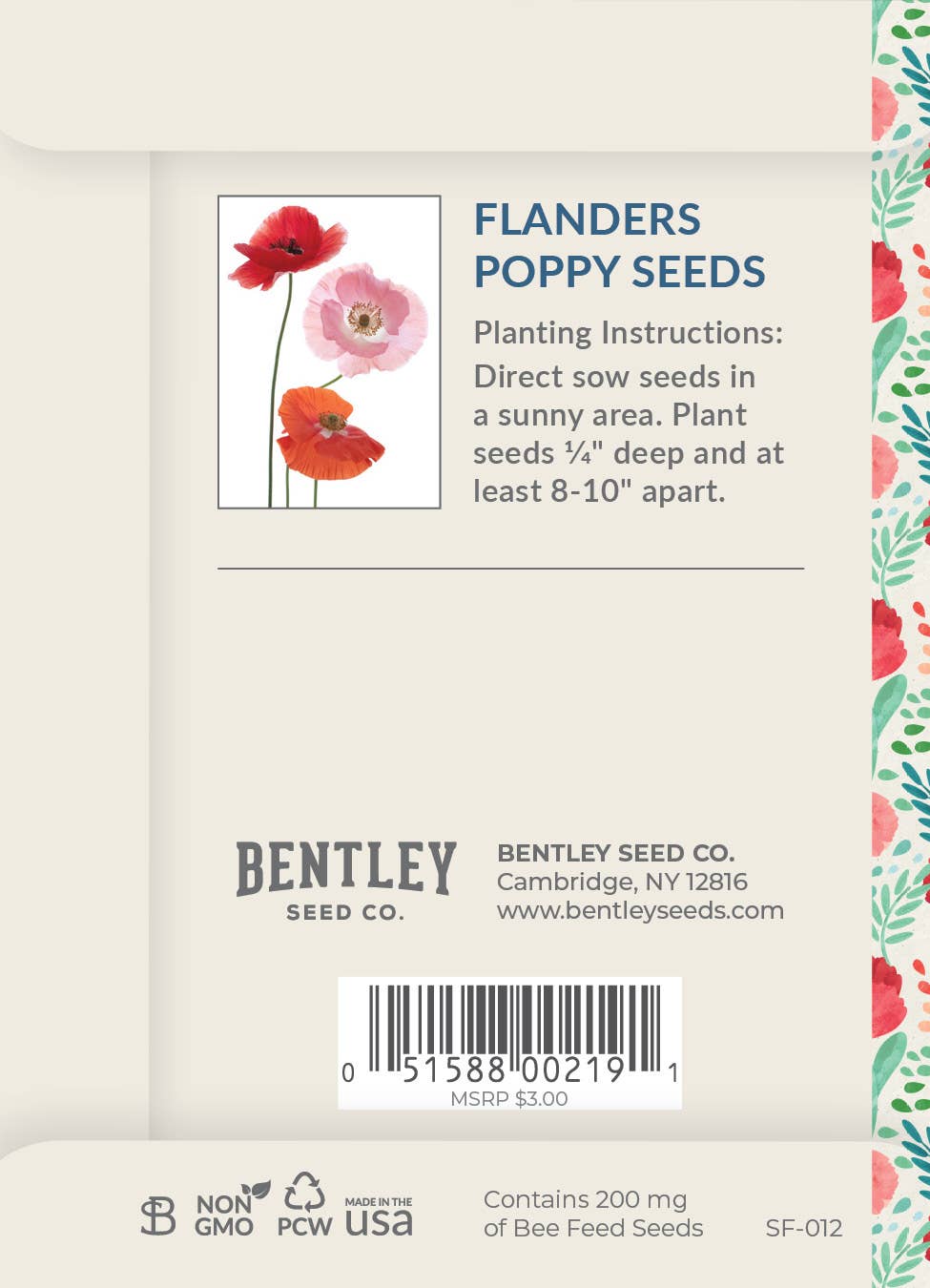 Love Grows Here — Flanders Poppy wedding seed favor packets with A1 envelopes. Romantic plantable favors that bloom into vibrant red poppies — perfect for weddings and garden gifts.