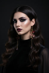Hand-beaded Poison Garden earrings inspired by foxglove, wolfsbane, belladonna, datura, henbane and lily of the valley. Beautifully deadly botanical jewelry.