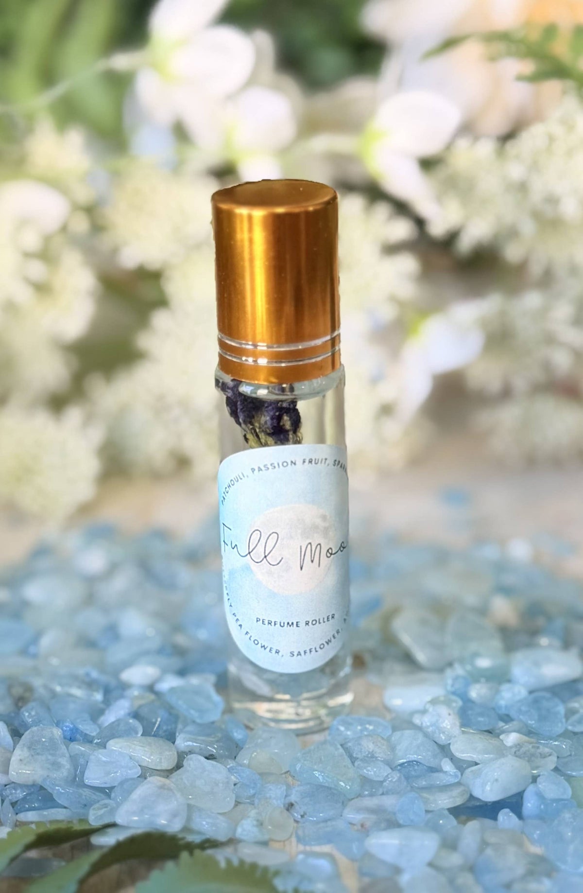 Full Moon Perfume Roller by Sage &amp; Stone Apothecary offers a subtle, long-lasting botanical scent for evening rituals, everyday grounding, and moments of renewal