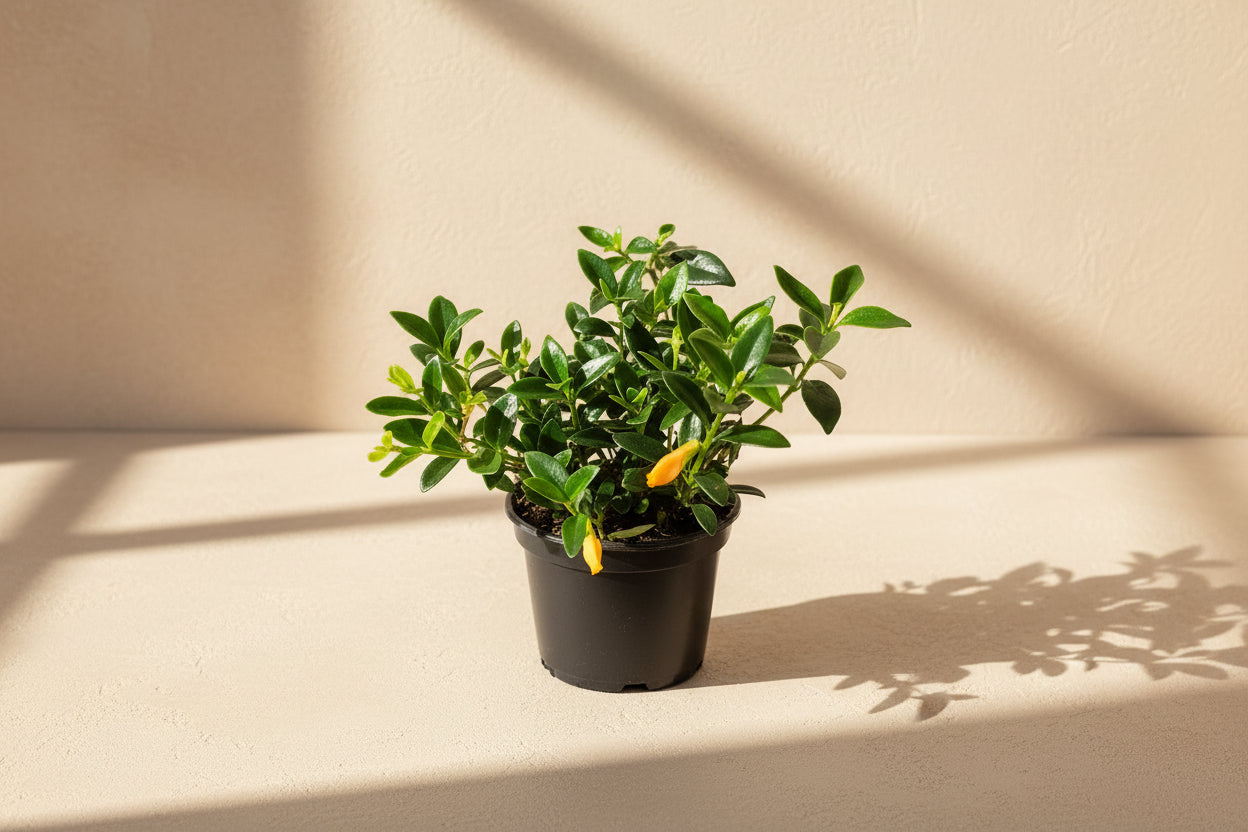 Goldfish Plant (Nematanthus) 4” features glossy trailing leaves and bright orange blooms—an easy-care tropical perfect for hanging planters