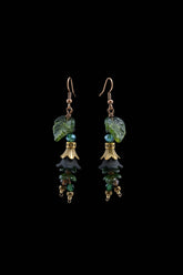 Hand-beaded Poison Garden earrings inspired by foxglove, wolfsbane, belladonna, datura, henbane and lily of the valley. Beautifully deadly botanical jewelry.