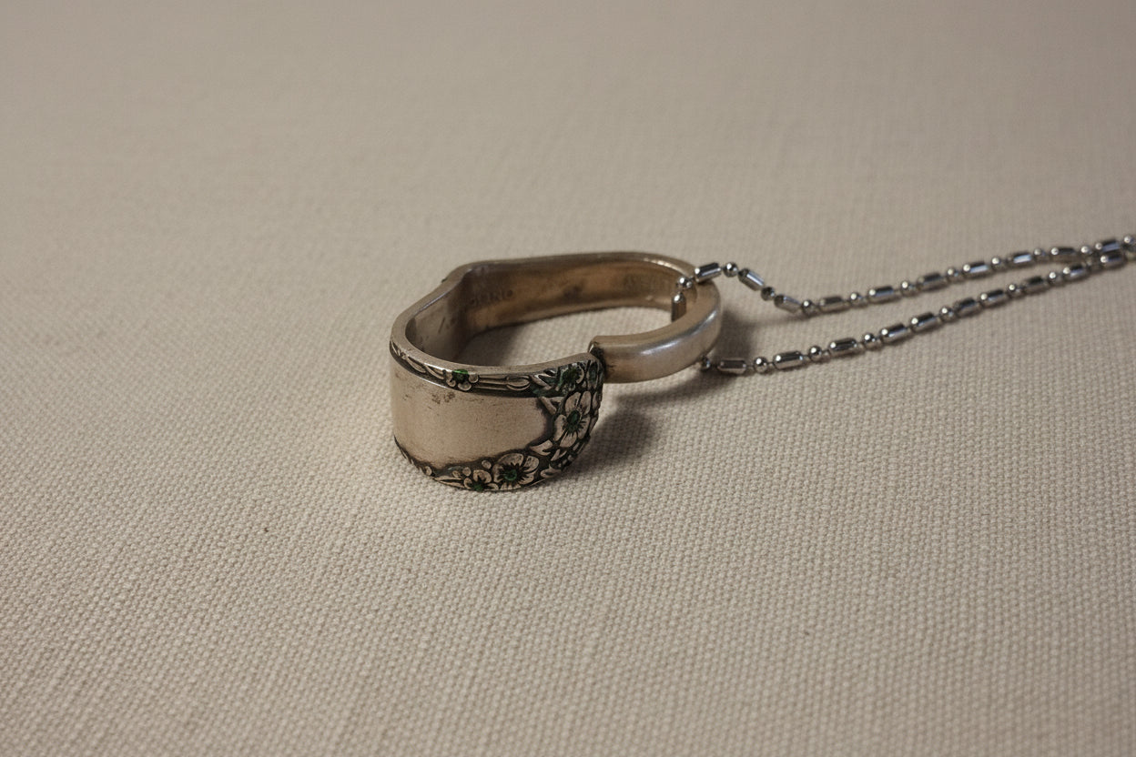 Handcrafted heart pendant made from vintage silverware. A unique, eco-friendly symbol of love—artisan-made in the USA and perfect for gifting or everyday wear.
