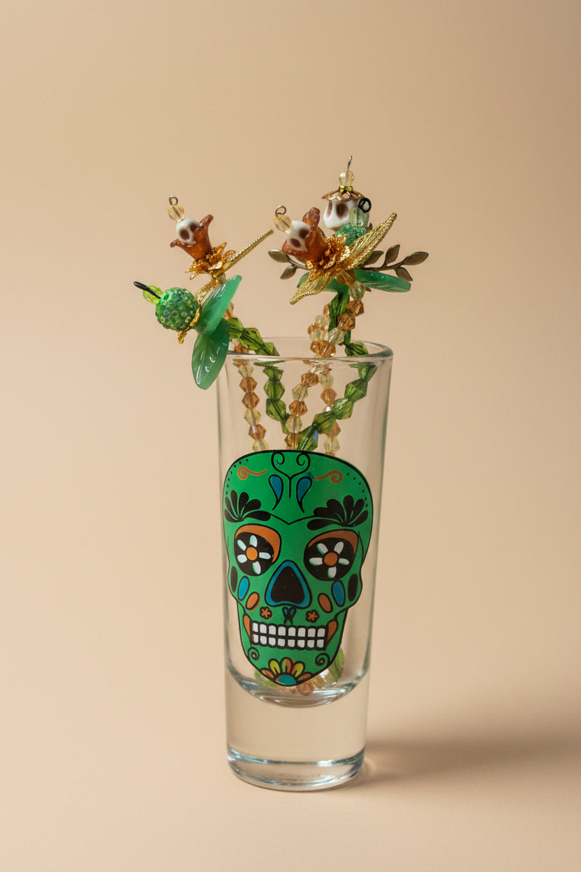Beaded Day of the Dead Flowers- Each flower is individually handcrafted using an intricate combination of glass beads, wirework, skull accent.
