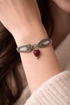 Handcrafted Sweetheart pattern bracelet made from highly collectible Chase Silver Company silverware, sustainably repurposed with a heart detail.