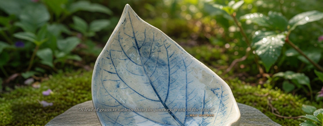Handmade Blue Veined Leaf Bowl by Kim&