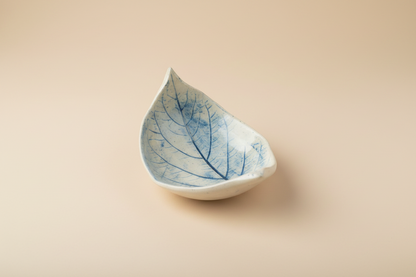 Handmade Blue Veined Leaf Bowl 6" H × 4.5" W × 3.5" D