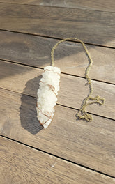  Handmade copper wire-wrapped crystal necklace by Kstonely. Features a 3" x 1" pendant on a gold chain—rustic, elegant, and perfect for boho jewelry lovers.