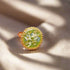 Handmade pressed flower ring with real dried blooms in resin, set in 18K gold-plated. A unique botanical statement ring, size 7, and adjustable elegant and one-of-a-kind.