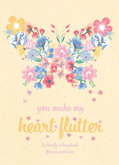 Bird &amp; butterfly wildflower seed packets with A1 envelopes. Pollinator-friendly mix attracts bees, birds, and butterflies — a perfect giftable garden favor.