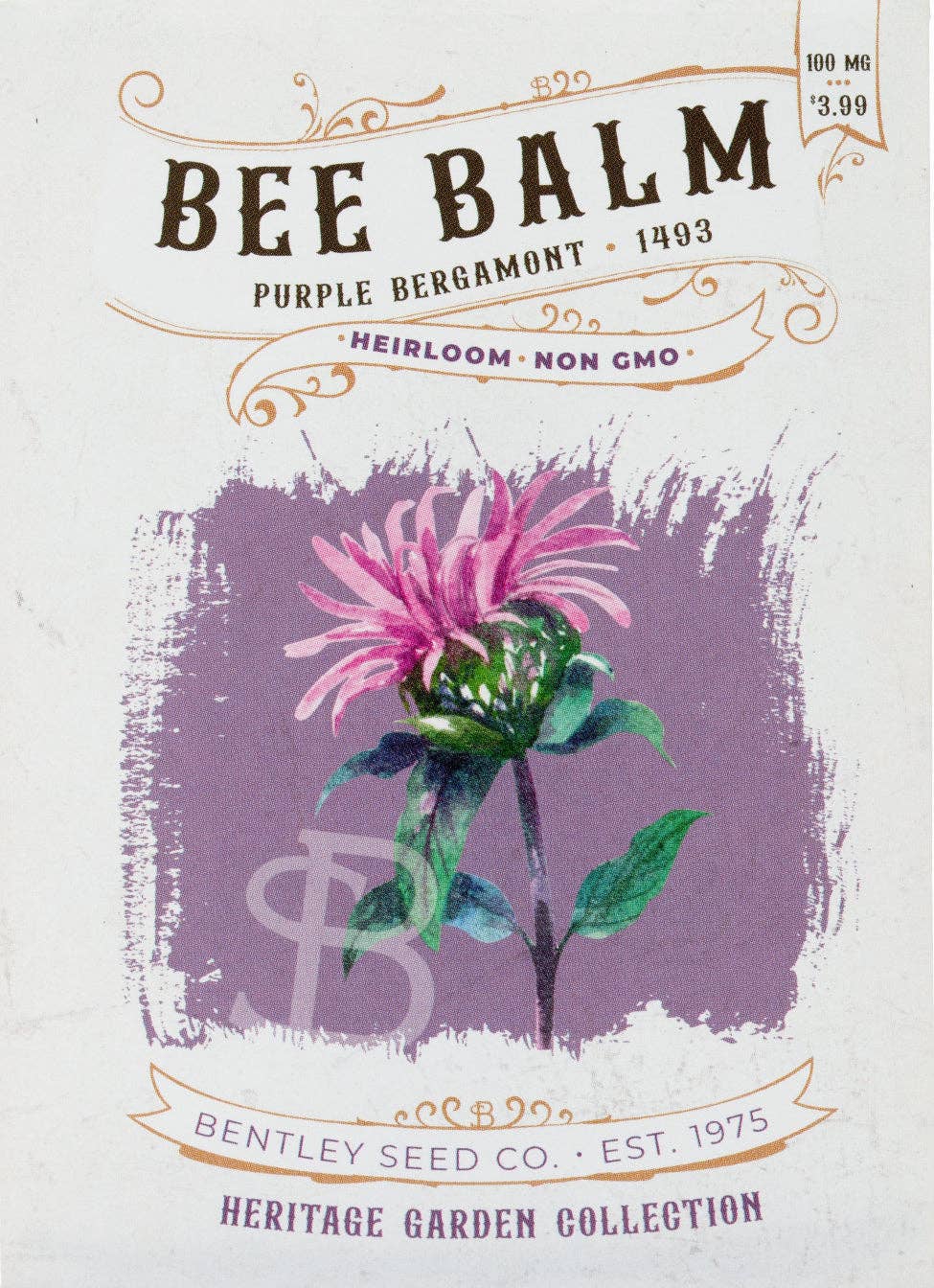 Heirloom Purple Bee Balm (Monarda) perennial seeds. Pollinator-friendly bergamot perfect for teas, herbal gardens, and cottage-style blooms.