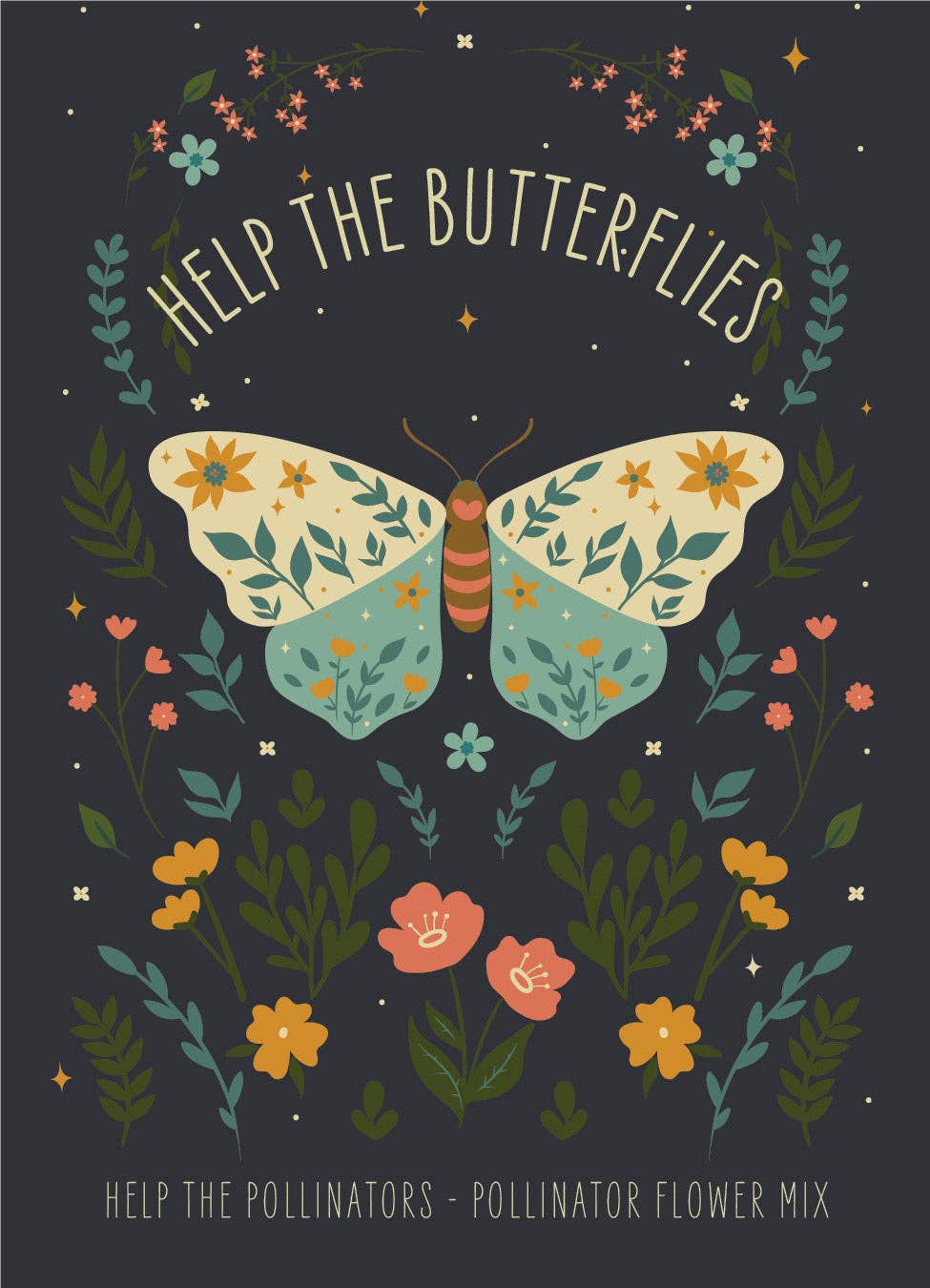 Bird &amp; butterfly wildflower seed packets with A1 envelopes. Pollinator-friendly mix attracts bees, birds, and butterflies — a perfect giftable garden favor.