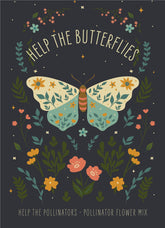 Bird & butterfly wildflower seed packets with A1 envelopes. Pollinator-friendly mix attracts bees, birds, and butterflies — a perfect giftable garden favor.