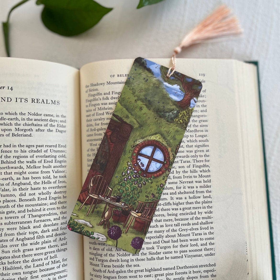 Hand-illustrated &quot;Breakfast at the Shire&quot; bookmark on premium textured paper. A cozy, literary-inspired keepsake for book lovers and fantasy fans alike!