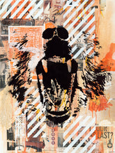 Inner Rage 3 Art Print is a bold 11"x14" print featuring a stenciled bear, blending street art with raw emotion. Vibrant splashes of orange and black, layered graffiti, and diagonal stripes create dynamic tension, capturing the primal intensity of urban life. Perfect for modern spaces, pair with a ZZ Plant for balance.