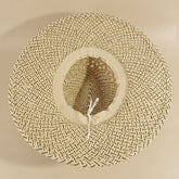 Open weave wide brim straw hat featuring breathable lattice texture and lightweight paper straw design. Perfect for beach days, festivals, vacations, and summer styling.