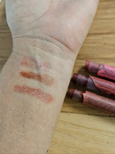 Just Bee Dark Collection Lip Shimmers in Compelling, Elegant & Cherished. Organic, cruelty-free, mineral-based beauty with nourishing beeswax & botanicals.