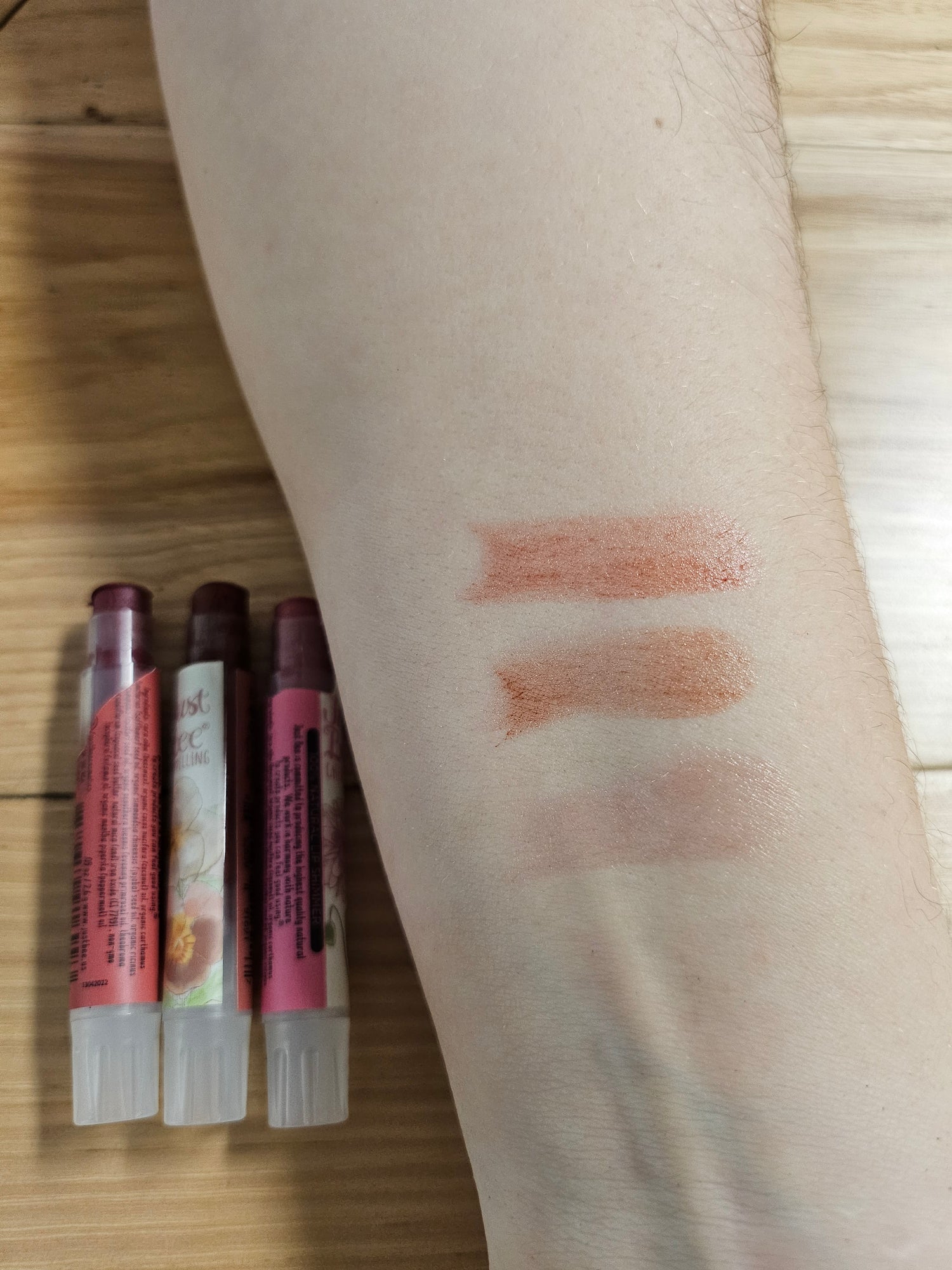 Just Bee Dark Collection Lip Shimmers in Compelling, Elegant &amp; Cherished. Organic, cruelty-free, mineral-based beauty with nourishing beeswax &amp; botanicals.