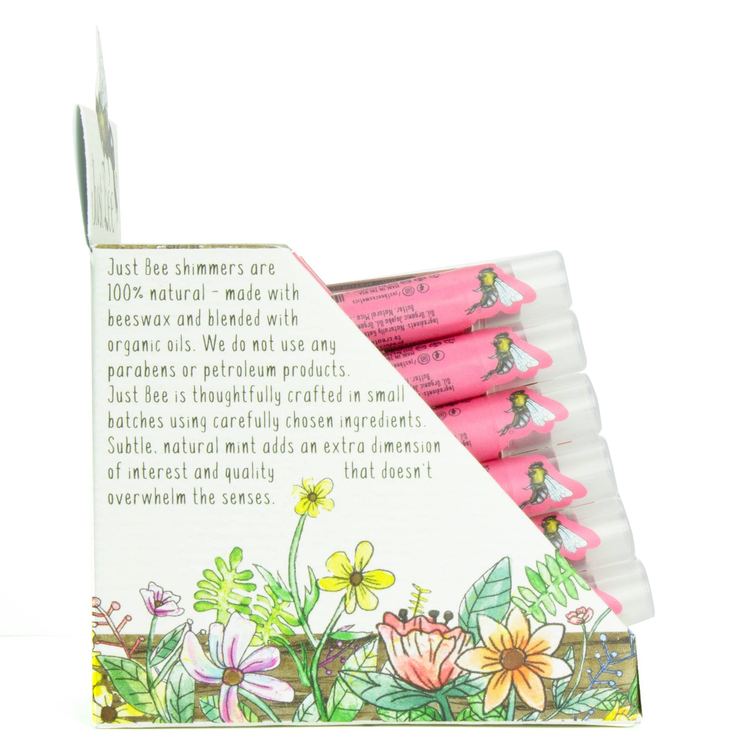 Just Bee Dark Collection Lip Shimmers in Compelling, Elegant &amp; Cherished. Organic, cruelty-free, mineral-based beauty with nourishing beeswax &amp; botanicals.